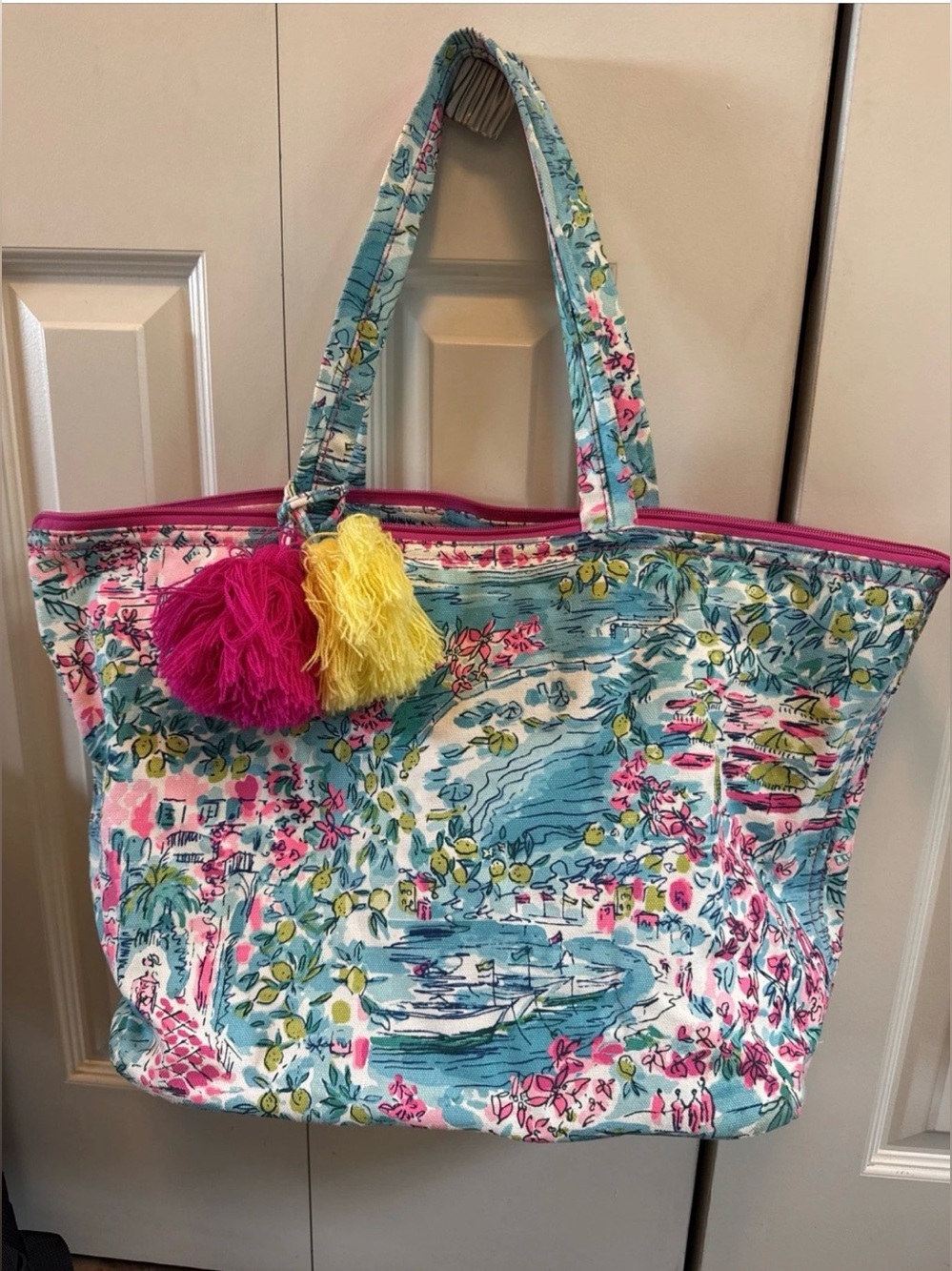 Lilly Pulitzer Palm Beach Zip Top Tote - Postcards From Positano